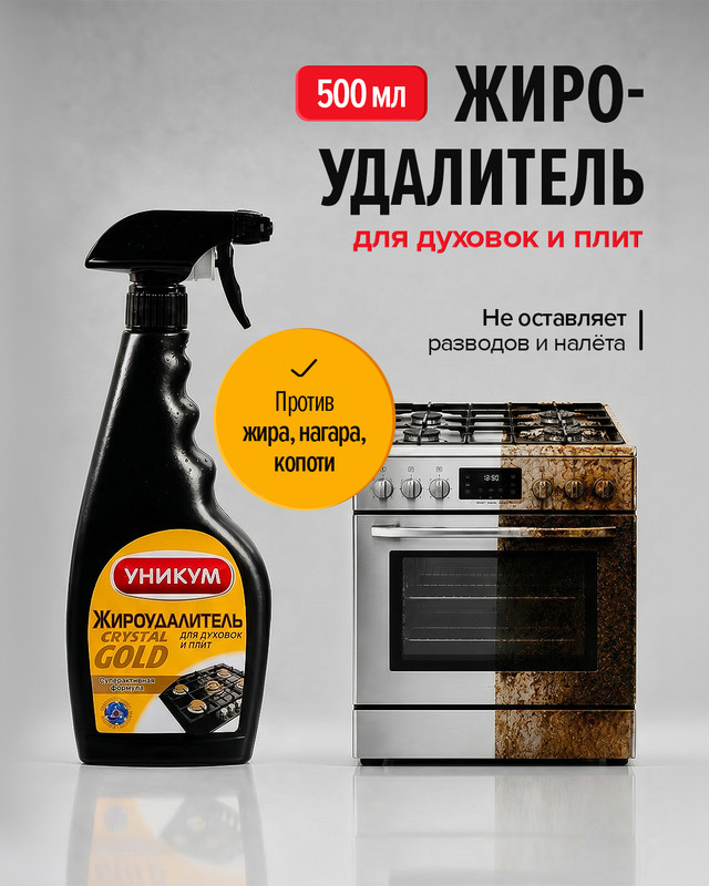 Жироудалитель для духовок и плит "Crystal Gold", УНИКУМ, 500 мл