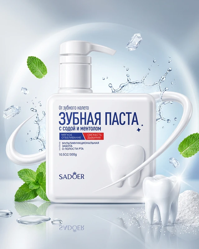 Зубная паста, SADOER, с содой и ментолом, 300 г