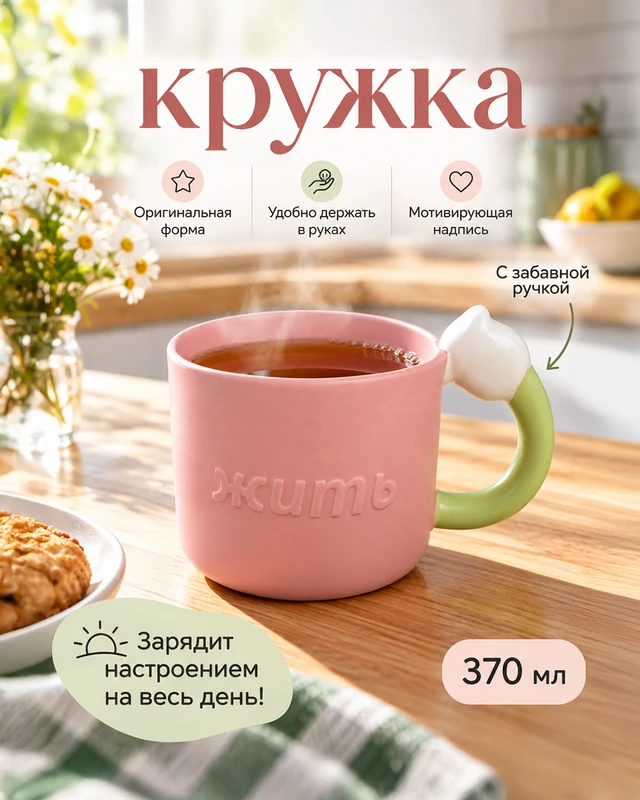 Кружка, O'Kitchen, 370 мл, в ассортименте