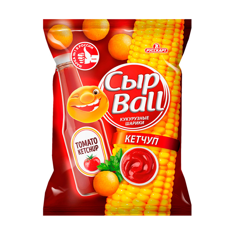 Шарики кукурузные "СырBall", РУССКАРТ, 140 г, в ассортименте