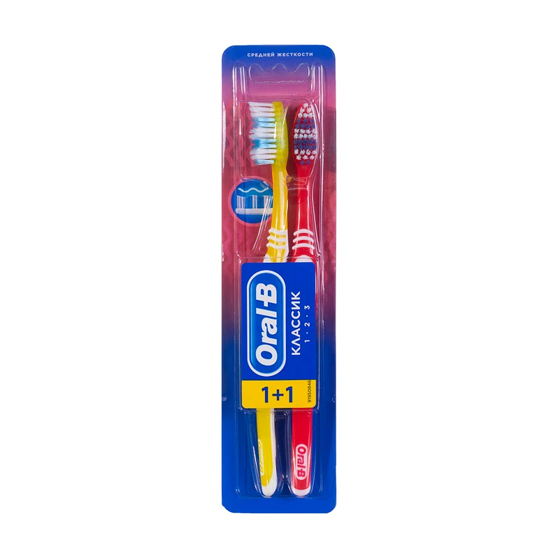 Зубная щётка "Классик", Oral-B, средней жёсткости, 2 шт., в ассортименте