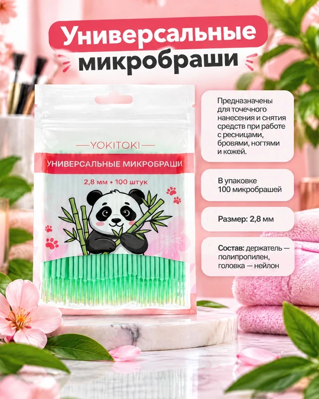 Универсальные микробраши, YOKITOKI, 100 шт., в ассортименте