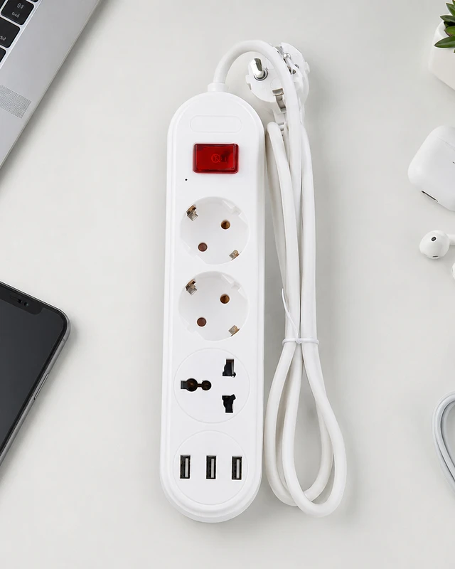 Удлинитель электрический, FLARX, с выключателем, 3 розетки, 3 USB-порта