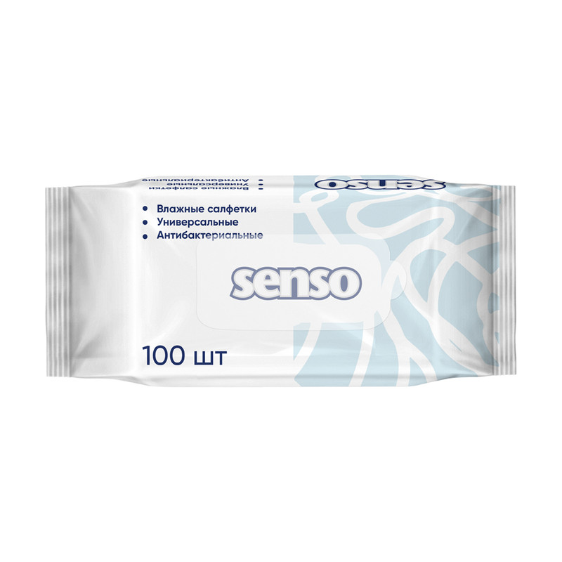 Салфетки влажные, Senso, антибактериальные, 100 шт.