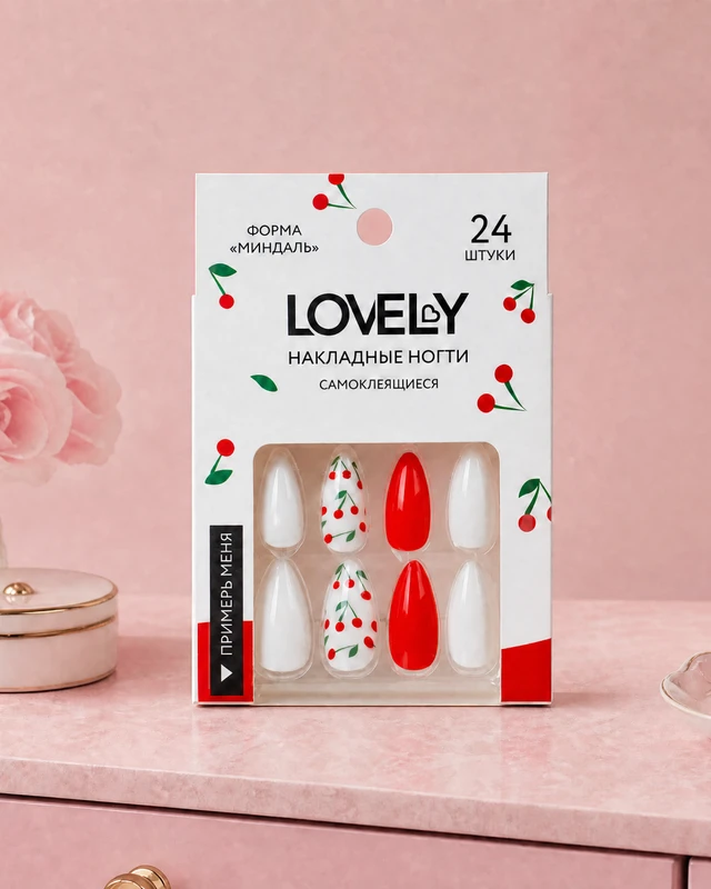 Набор накладных самоклеящихся ногтей, Lovely, 24 шт., в ассортименте
