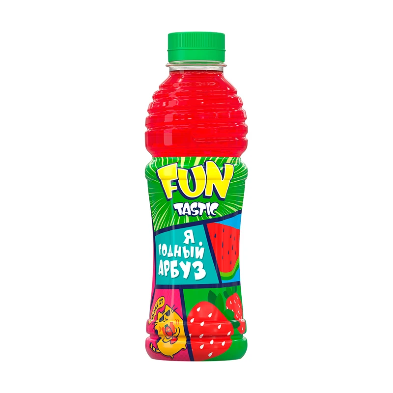 Напиток сокосодержащий, FUN tastic, яблочно-арзубно-клубничный, 0,5 л