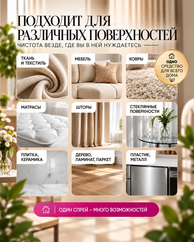 Спрей для всех поверхностей и текстиля, ИЗИЧИСТ, 450 мл