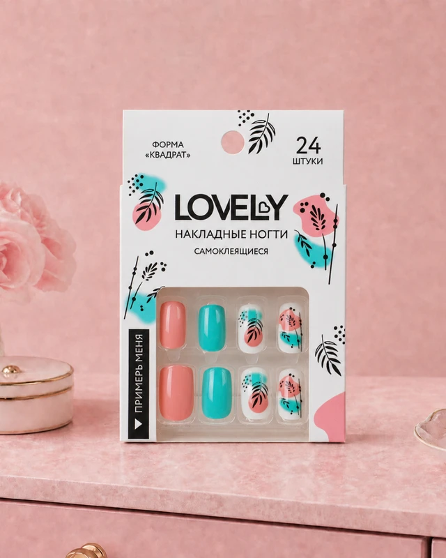 Набор накладных самоклеящихся ногтей, Lovely, 24 шт., в ассортименте