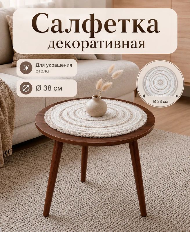 Салфетка декоративная, 38 см, в ассортименте