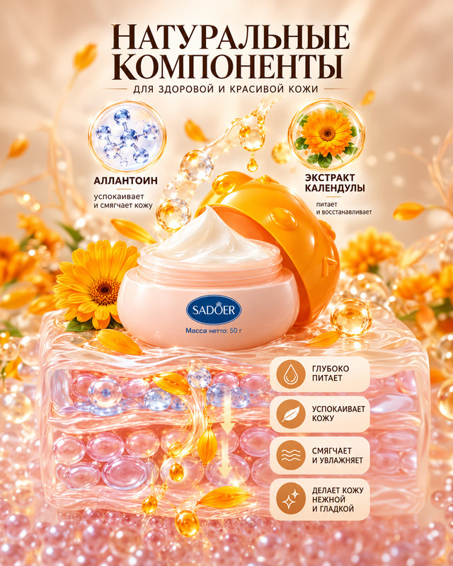 Крем для лица питательный, SADOER, 50 г