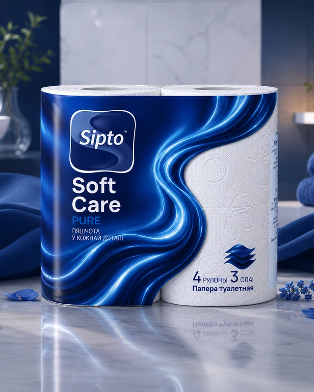 Туалетная бумага, Sipto Soft Care, 3 слоя, 4 рулона, в ассортименте