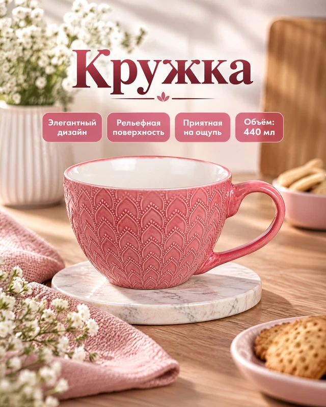 Кружка, O'Kitchen, 440 мл, в ассортименте
