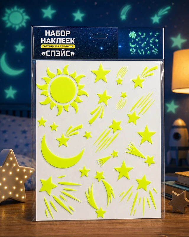 Набор наклеек, светящихся в темноте, в ассортименте