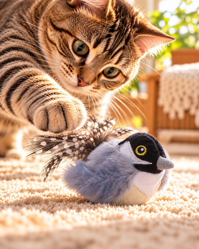 Игрушка для кошек "Птичка со звуком", Pet Club, 10 см, в ассортименте
