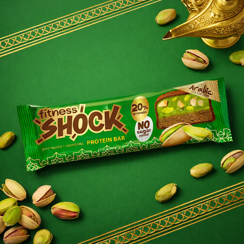 Батончик, FitnesSHOCK, фисташка-шоколад, 50 г