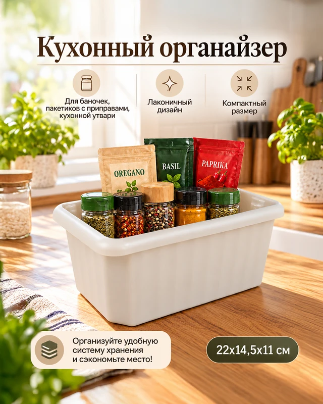 Органайзер кухонный, O'Kitchen, 22x14,5x11 см, в ассортименте