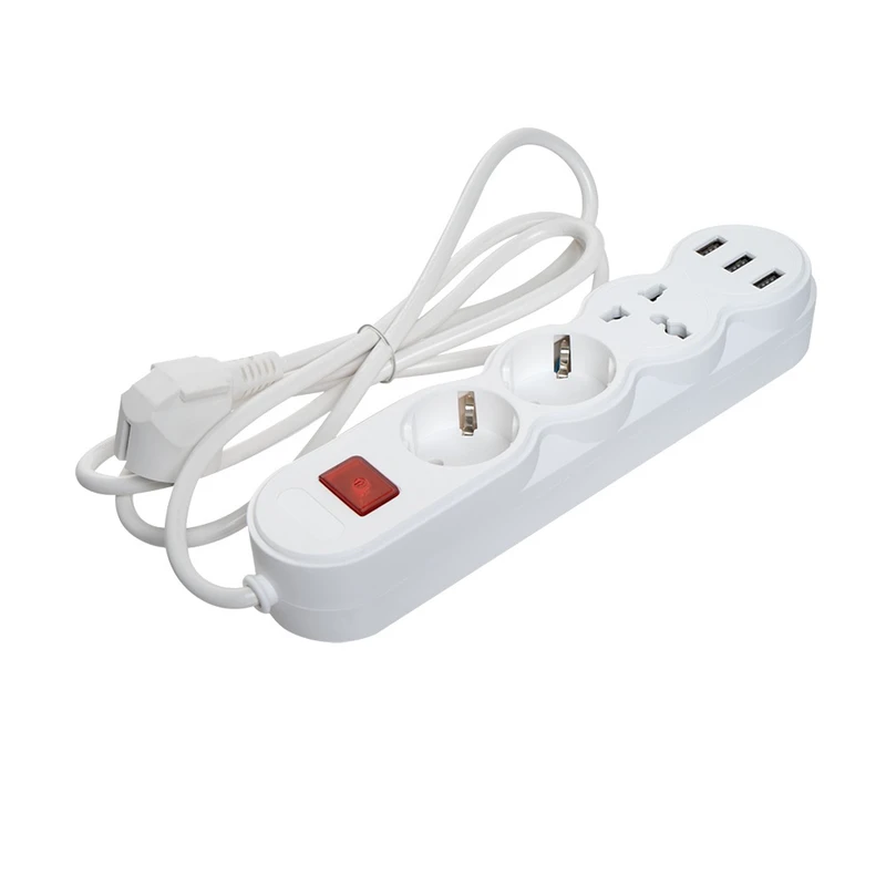 Удлинитель электрический, FLARX, с выключателем, 3 розетки, 3 USB-порта