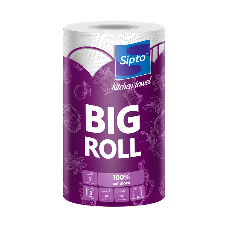 Бумажные полотенца "BIG ROLL", Sipto, 1 рулон, 2 слоя