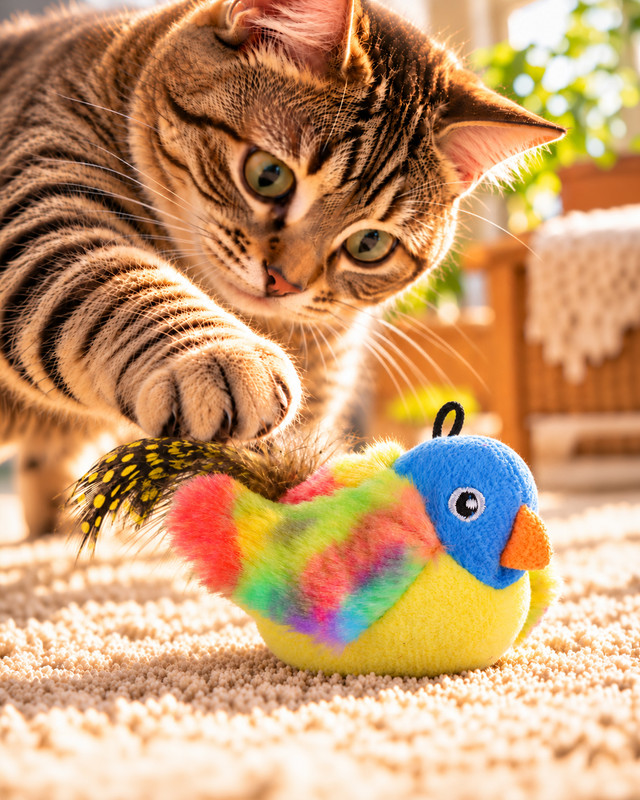 Игрушка для кошек "Птичка со звуком", Pet Club, 10 см, в ассортименте
