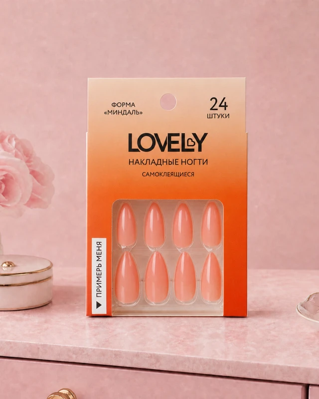 Набор накладных самоклеящихся ногтей, Lovely, 24 шт., в ассортименте