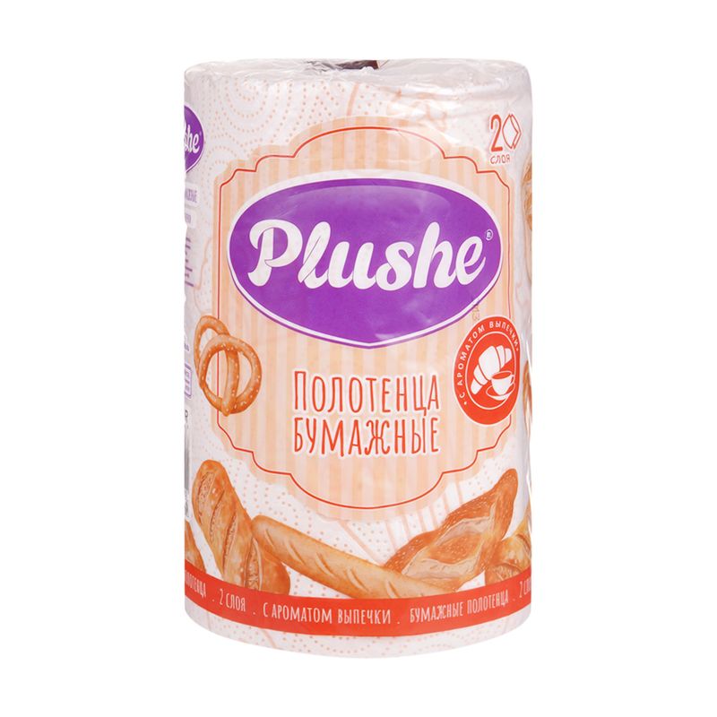 Полотенца бумажные, Plushe, 2 слоя, 1 рулон