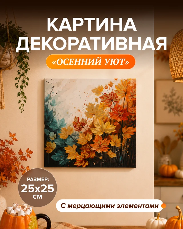 Картина декоративная "Осенний Уют", 25х25 см, в ассортименте