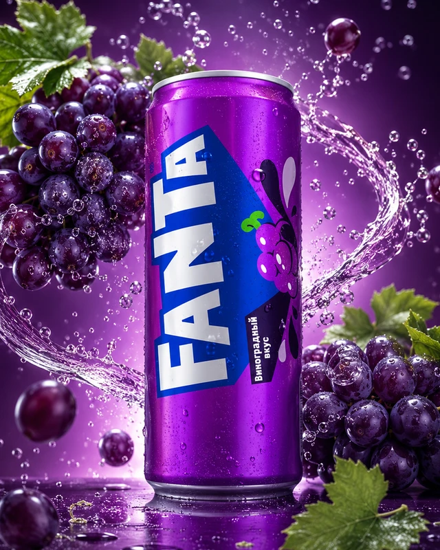 Напиток газированный, Fanta, виноград, 0,33 л