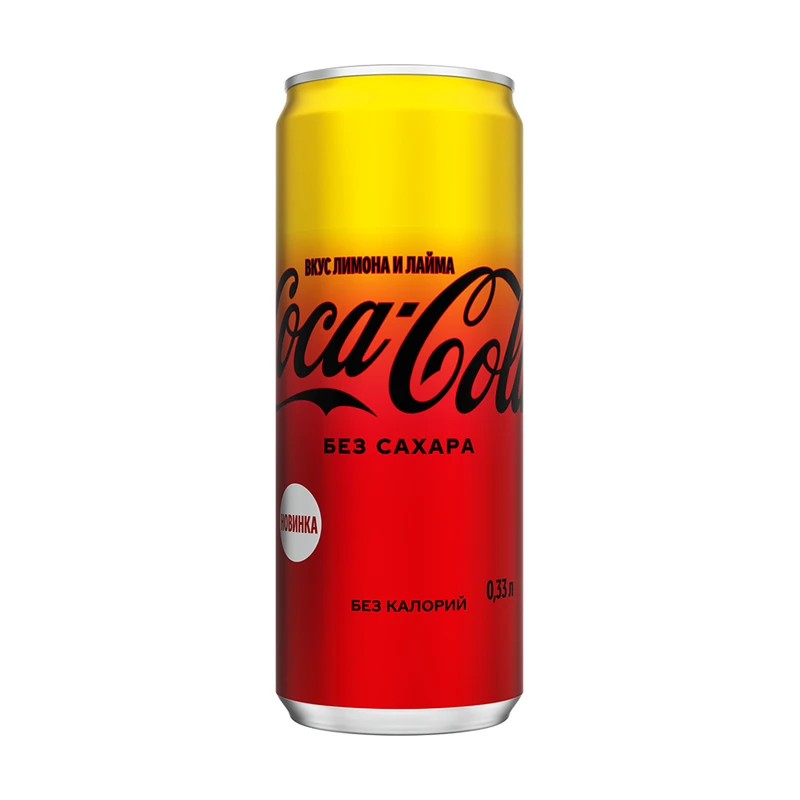 Напиток газированный, Coca-Cola, лимон-лайм, без сахара, 0,33 л