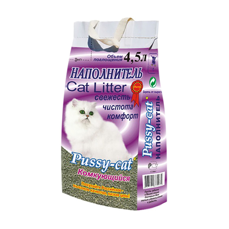 Наполнитель, Pussy-cat, комкующийся, 4 кг