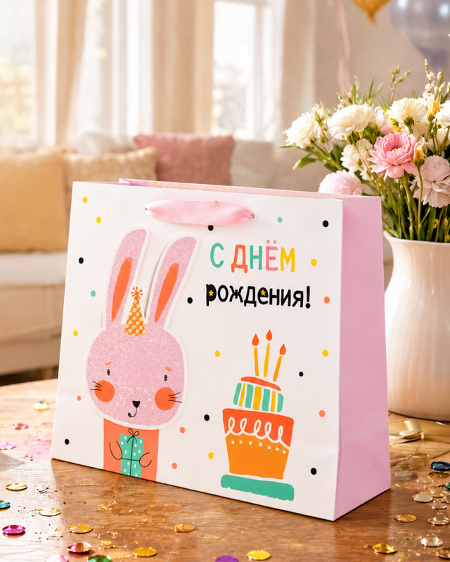 Пакет подарочный "Кьютти", PARTY, 32х10х25 см, в ассортименте