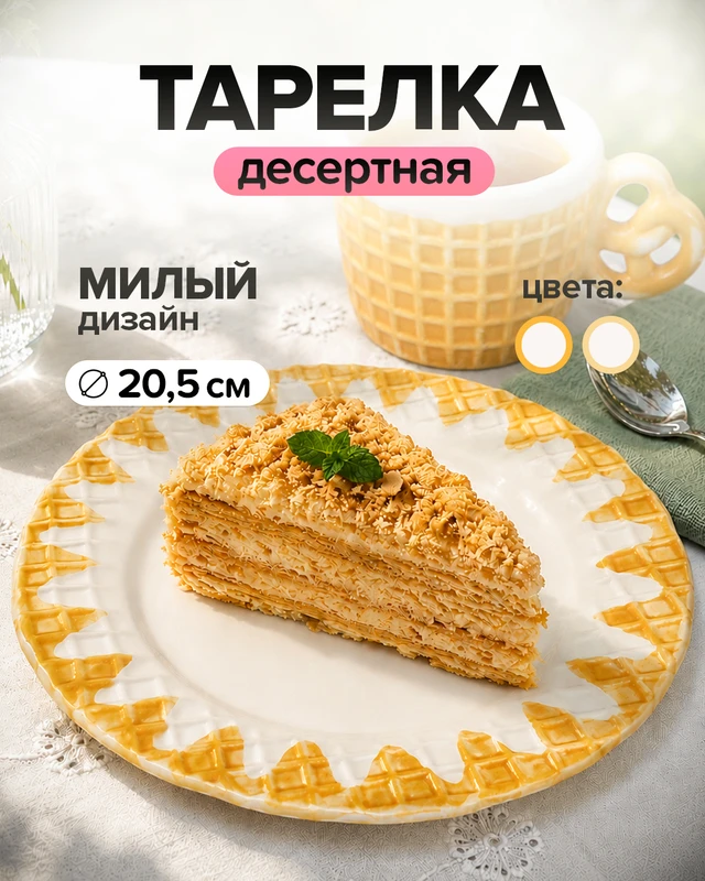 Тарелка десертная, O'Kitchen, 20,5 см, в ассортименте
