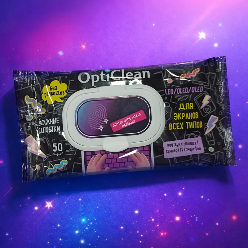 Влажные салфетки для экранов, OptiClean, 50 шт.