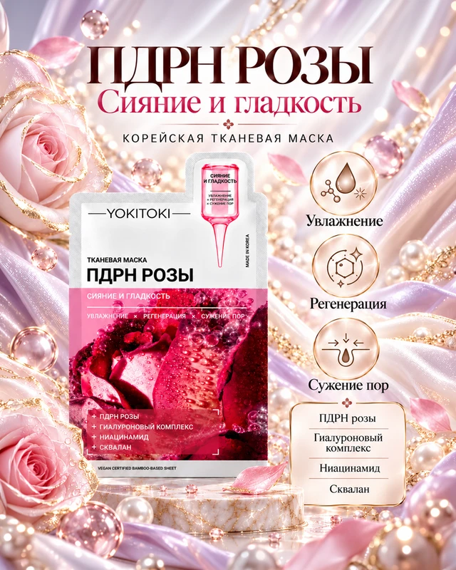 Маска для лица тканевая, YOKITOKI, в ассортименте