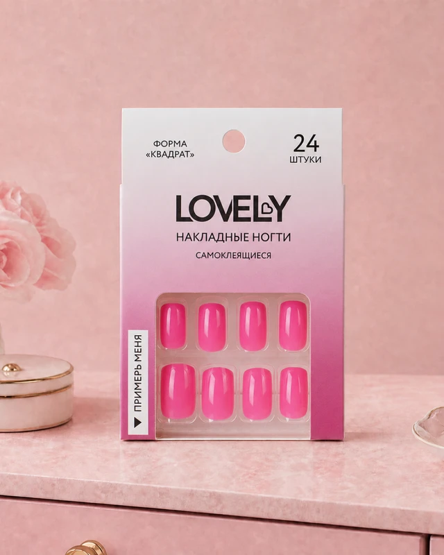 Набор накладных самоклеящихся ногтей, Lovely, 24 шт., в ассортименте
