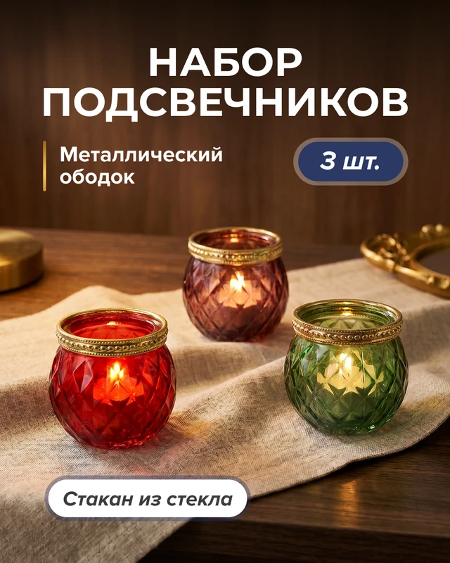 Набор подсвечников, 3 шт., в ассортименте