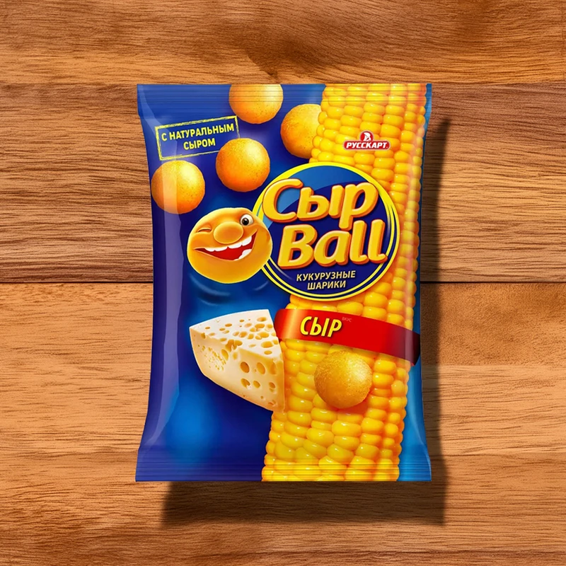 Шарики кукурузные "СырBall", РУССКАРТ, 140 г, в ассортименте