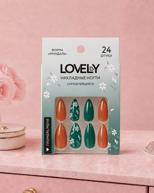 Набор накладных самоклеящихся ногтей, Lovely, 24 шт., в ассортименте