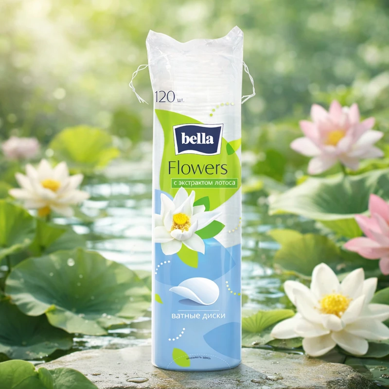 Ватные диски, Bella Flowers, 120 шт.