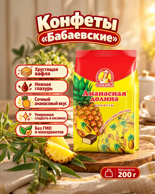 Конфеты "Ананасная долина", Славянка, 200 г