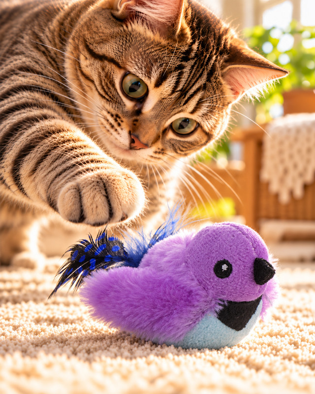 Игрушка для кошек "Птичка со звуком", Pet Club, 10 см, в ассортименте