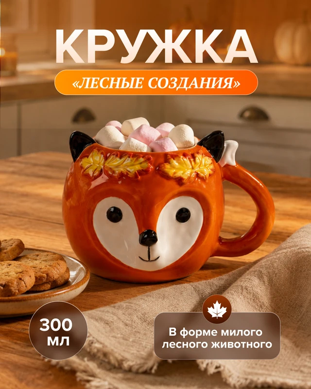 Кружка "Лесные создания", 300 мл, в ассортименте