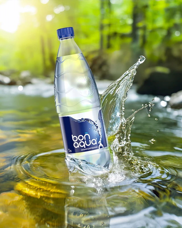 Вода питьевая, BonAqua, сильногазированная, 1 л