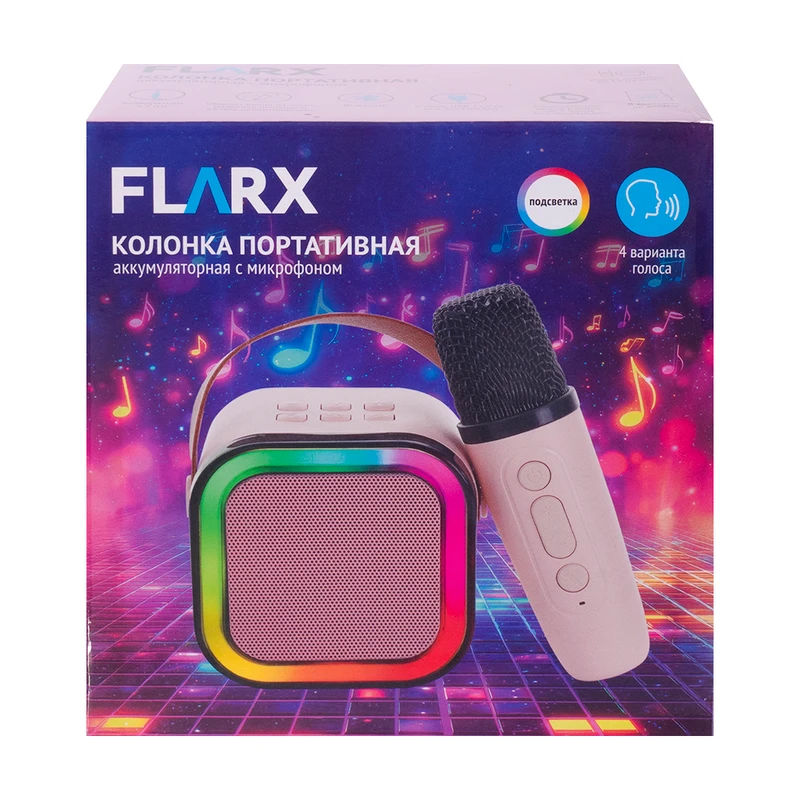 Колонка портативная, аккумуляторная, с микрофоном, FLARX, в ассортименте
