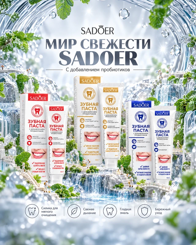 Зубная паста с добавлением пробиотиков, SADOER, 100 г, в ассортименте