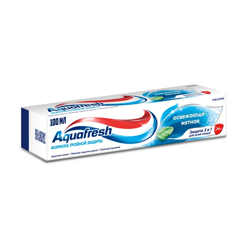 Зубная паста "Освежающая мята 3 в 1", Aquafresh, 100 мл