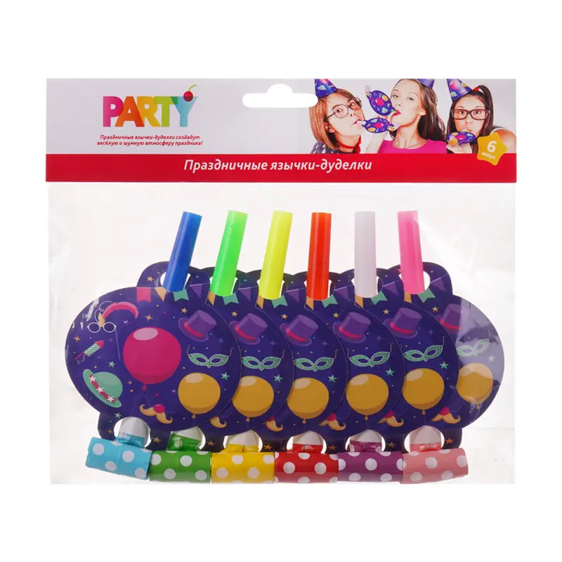 Праздничные язычки-дуделки, Party, 6 шт.