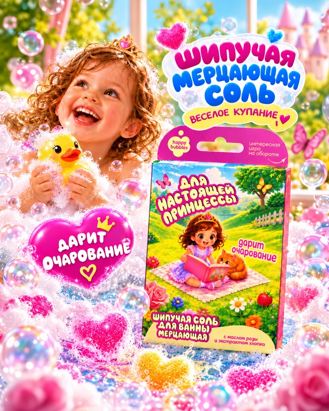 Детская соль для ванны "happy bubbles", Fito Cosmetic, 100 г, в ассортименте