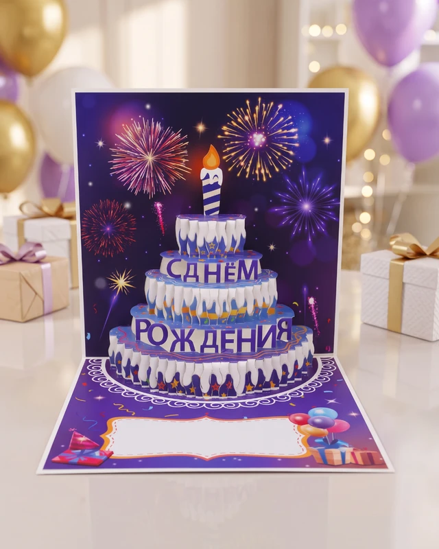 3D-открытка с музыкой, подсветкой и конвертом, PARTY, в ассортименте