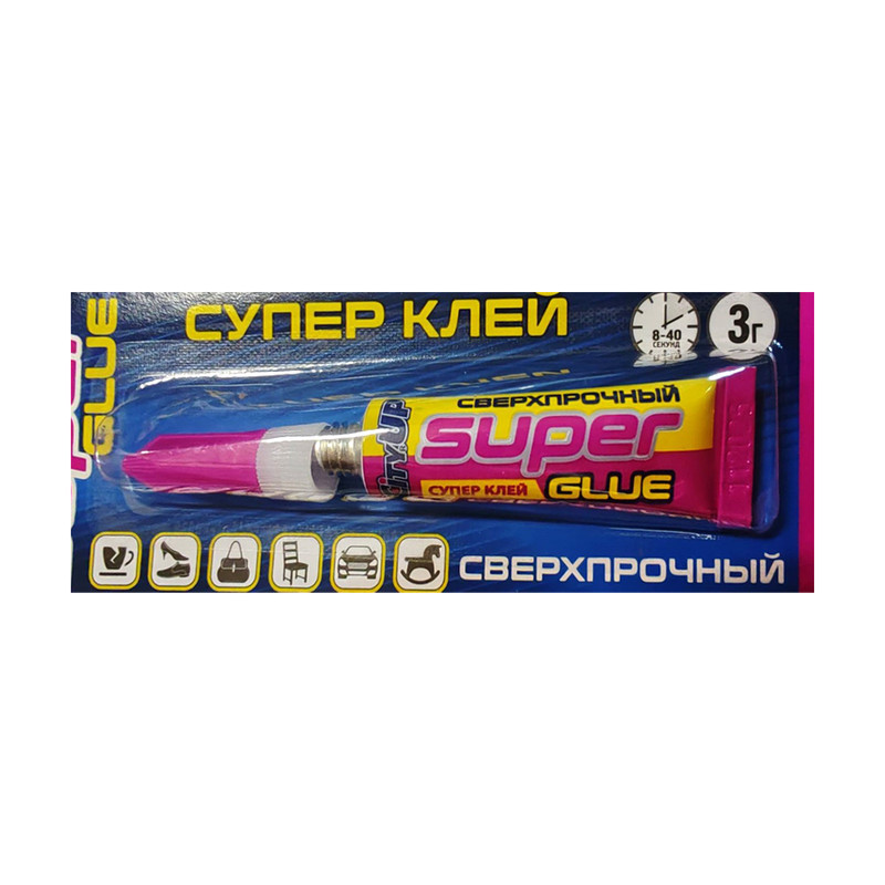 Супер-клей быстродействующий "Super Glue", City Up, 3 г