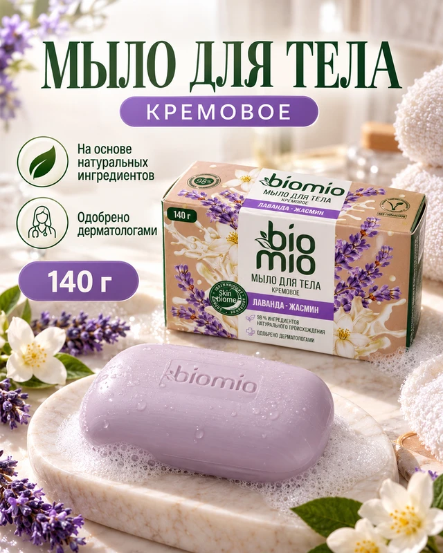 Мыло для тела кремовое, Bio Mio, 140 г, в ассортименте